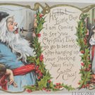 Antique 1907 Christmas Postcard Santa Claus in Blue Embossed Posted Germany