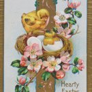 Antique Easter Postcard Chicks Hatching out of Eggs in Nest Floral Design