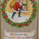 Christmas Postcard Santa Claus Climbing Through Window Embossed Posted