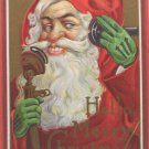 Christmas Postcard Santa Claus Wearing Green Gloves Posted Divided