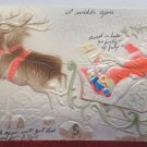Antique Christmas Postcard Santa Claus Sleigh Embossed Undivided Posted