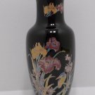 Japanese Vase Black Porcelain with Floral Design made in Japan