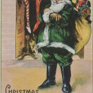 Antique Christmas Postcard Santa Claus in Green Embossed Unposted Divided