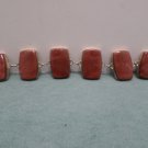 Women's Bracelet Silver Tone Metal Six Panels of Brown Gemstones