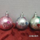 Vintage Christmas Tree Ornaments Glass Bulbs Pink Green Gray made in Poland