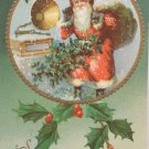 Antique Christmas Postcard Santa Claus Phonograph Embossed Posted