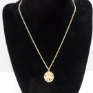 Necklace Gold Tone Metal Chain with Gold Tone Metal round starfish Pendant