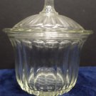 Candy Bowl with Lid Clear Glass Ribbed Design Vintage