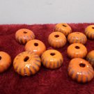 Antique African Trade Beads Powder Glass Orange with Brown Stripes Rare