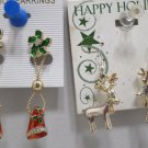 Christmas Earrings 1 pair Red Bells 1 pair Gold and Silver Reindeer Pierced