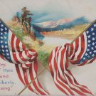 Antique Patriotic Postcard United States Flags Scenic My Country Tis of Thee