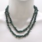 Rope Necklace Rough Cut Polished Green Gemstone Beads 35" Long
