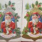 Two Antique Christmas Postcards Santa Claus on a Bell Posted Divided Embossed