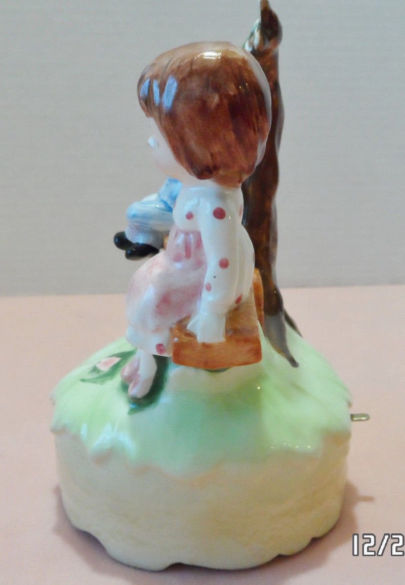 Lefton Music Box Figurine Boy and Girl on Teeter Totter Porcelain made