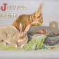 Antique Easter Postcard Rabbits John Winsch Germany Unposted Embossed