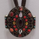 Vintage African Style Necklace with Metal Pendant