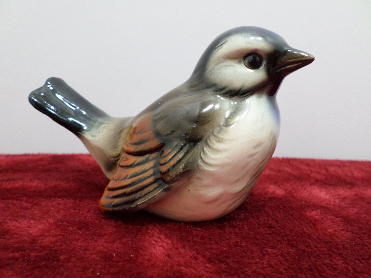 SOLD Goebel Bird Figurine Bisque Brown Sparrow made in West Germany