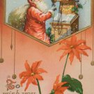 Antique Christmas Postcard Santa Claus Telephone Embossed Posted Germany