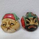 Japanese Charms Noh Theater Mask Set of Two Japan