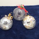 Christmas Ornaments Hand Blown Clear Glass Bulbs Vintage Lot of Three
