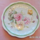 Collector Plate White with Pink and Yellow Roses with Green Trim Porcelain