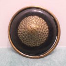 Vintage Sewing Button Black Glass with Gold Tone Metal Center 1 3/4" Diameter