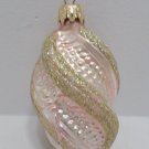 Vintage Christmas Tree Ornament Glass Pink with a Gold swirl West Germany
