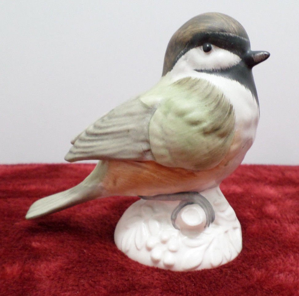 Porcelain Figurine Brown Capped Chickadee Bird by Goebel West Germany