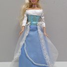 Barbie Doll Evening Gown Blue and White with Lace Train