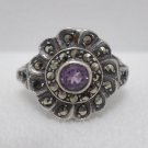 Antique Ring Sterling Silver .925 with Amethyst and Marcasites Size 8