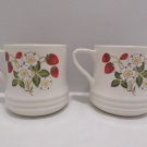 Two Sheffield Coffee Cups Strawberries and Cream Pattern Stoneware Collection