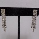 Pierced Earrings Silver Tone Metal with Rhinestones Costume Jewelry Vintage