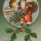 Antique Christmas Postcard Santa Claus with Phonograph Embossed Posted Germany
