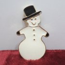 Brooch Gold Tone Metal Christmas Snowman Design