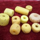 Antique African Trade Beads Powder Glass Yellow Lot of 10