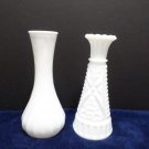 Bud Vases Milk Glass  by Hoosier Set of Two