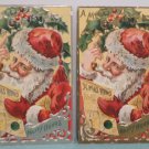 Antique Christmas Postcard Santa Claus Smoking Embossed Divided Posted Lot of 2