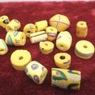 Antique African Trade Beads Yellow Powder Glass