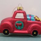 Glass Antique Red Pick-up Truck full of Presents Christmas Tree Ornament