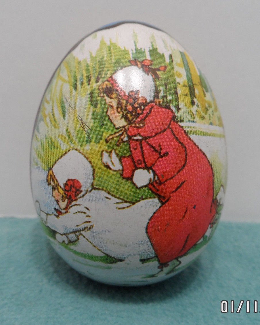 Easter Egg Tin Litho Candy Container Design by Ian Logan Switzerland