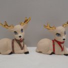 Christmas Figurines Reindeer with Gold Antlers Two Pcs