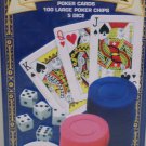 Collector Poker Cards Large Chips and five Dice Set in Metal Tin Box by Cardinal's