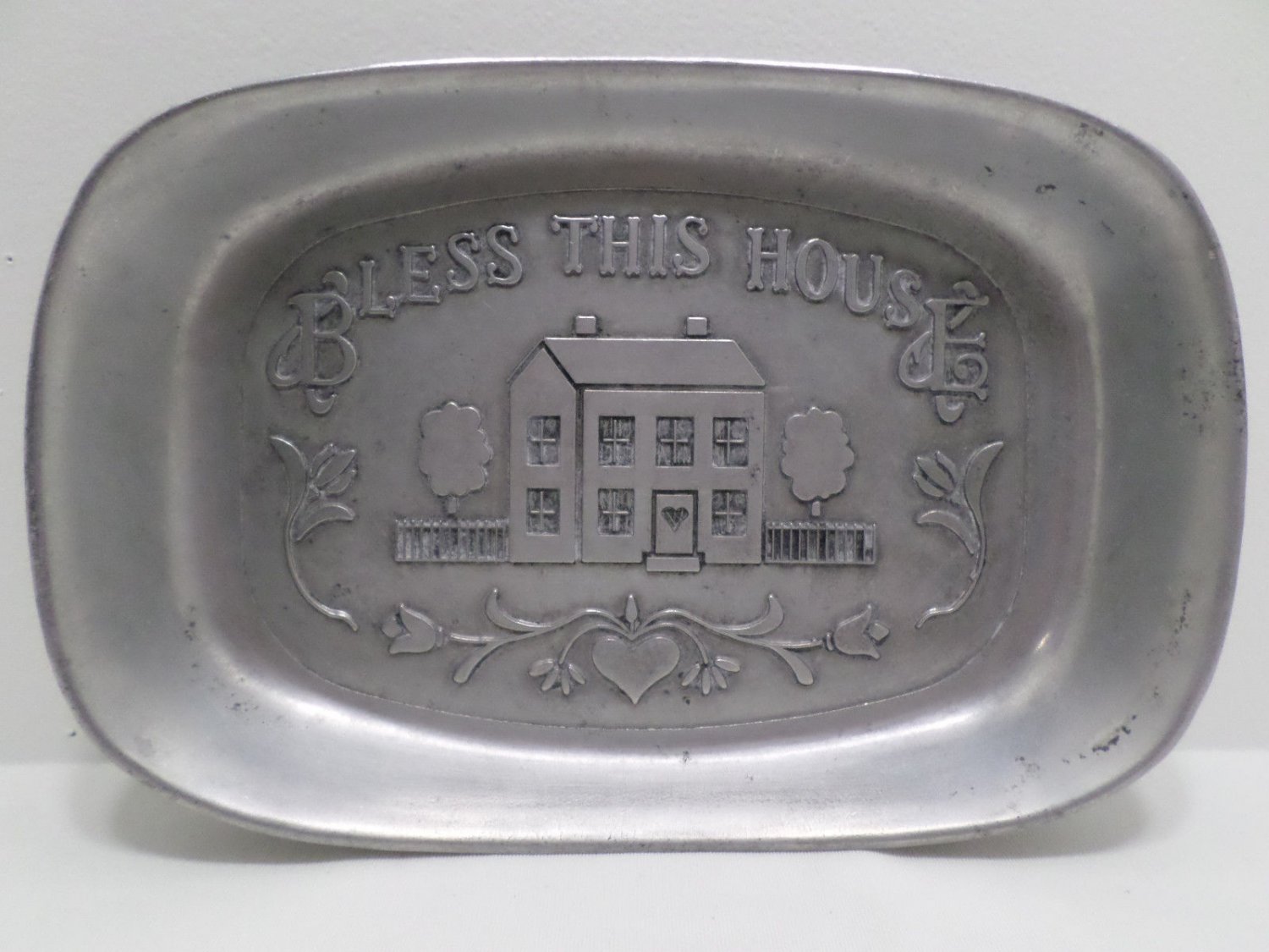 Pewter Bread Plate Bless This House by Wilton Armetale