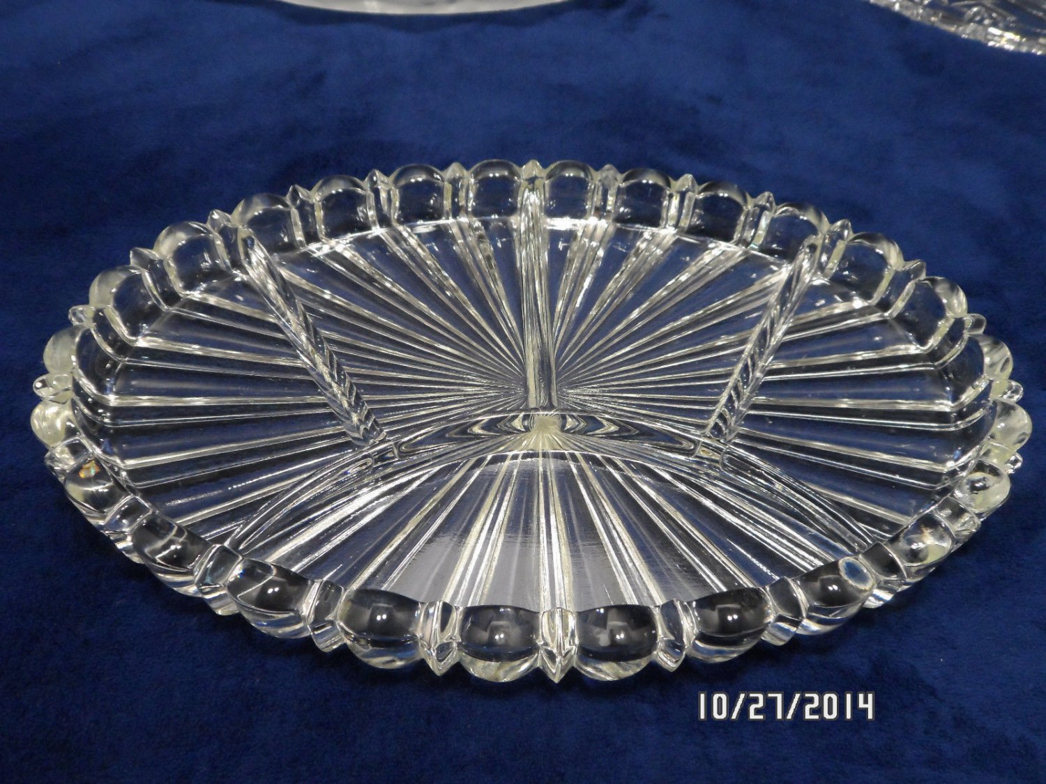 Vintage Vanity Tray Heavy Crystal has Five Sections