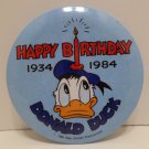 1984 Walt Disney Production Happy Birthday Donald Duck Metal Pinback Button Pin
