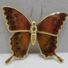 Butterfly Brooch Pin Gold Tone Metal Realistic Looking Wings
