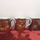 Holiday Lodge Christmas Coffee Mugs Ceramic Hand Painted Set of Three by Susan Wingets