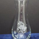 Flower Vase Clear Crystal With an Etched Floral Design on Both Sides