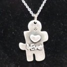 Necklace Silver Tone Metal Chain with Pendant Saying Love 4 ever 17"