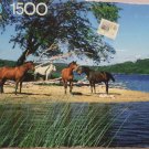 Milton bradley York Puzzle 1500 pieces "Horses by the lake" 1990